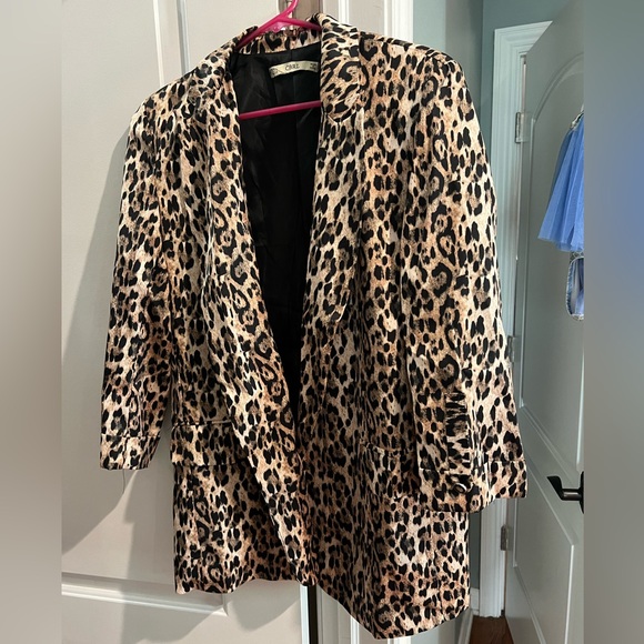 CBRL leopard cheetah blazer jacket womens size Large - Picture 2 of 5